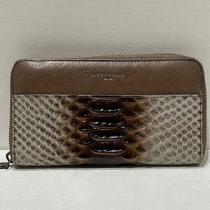 LIEBESKIND Taupe Faux Snakeskin Leather Zip Around Wallet